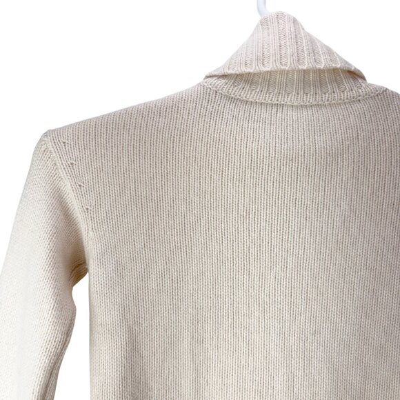 Garnet Hill 100% Cashmere Cable Detail Turtleneck Sweater Size Small Ivory White - Picture 10 of 13